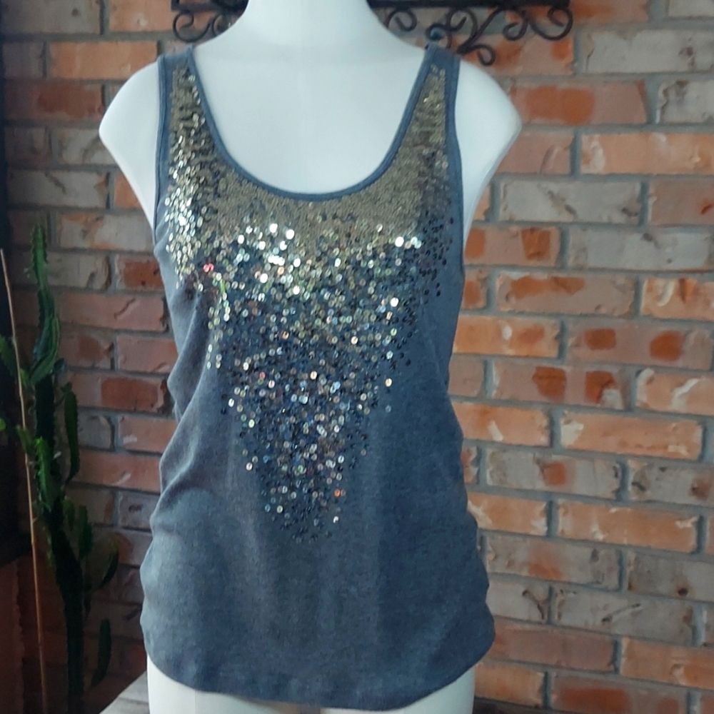Sequined tank top.